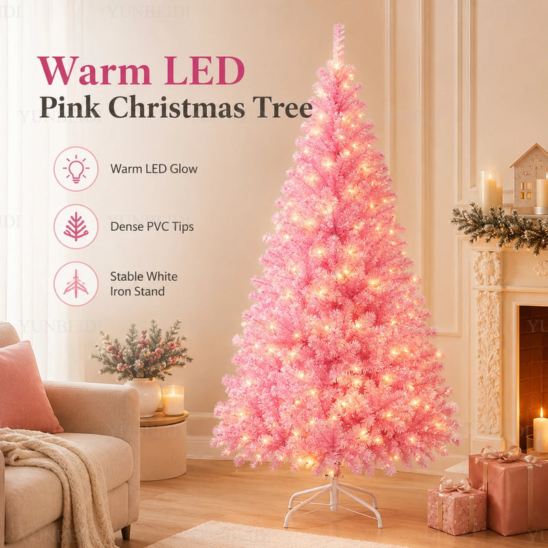 Sapin de Noël rose en PVC – vue 13