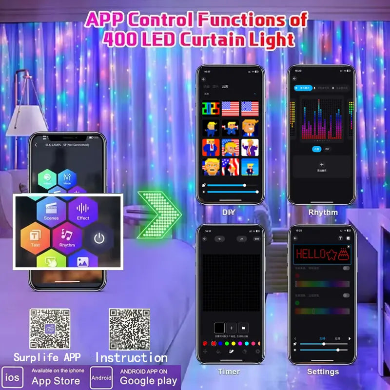 Rideau lumineux 400 LED – fonctions de l’application