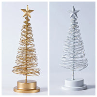 Sapin lumineux de table – versions dorée et blanche sur fond blanc