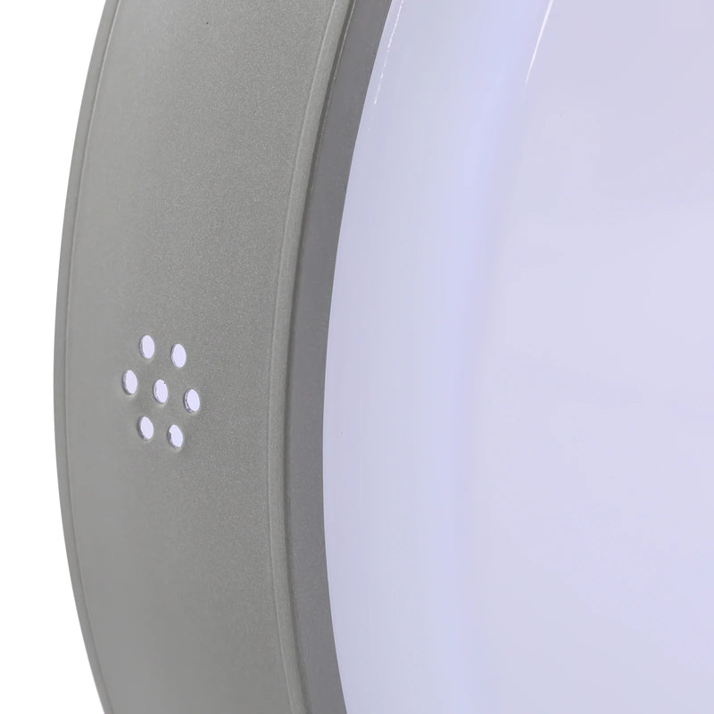 Caisson lumineux rond 50 cm – détail du cadre en aluminium et des trous de dissipation de la chaleur