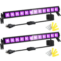 Lumière noire UV LED 40 W – lot de 2 barres UV avec cordon à interrupteur