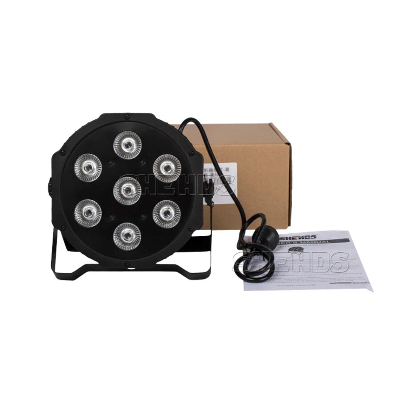 Projecteur PAR LED avec son câble, son carton et son manuel