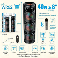 Enceinte karaoké lumineuse 40 W – colonne de 95 cm avec dimensions et fonctions