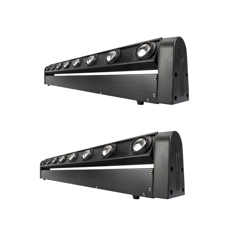 Barre LED à tête mobile 8 x 12 W – lot de 2 barres vues en perspective