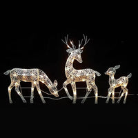 Renne lumineux de Noël, famille de 3 pièces en métal avec LED