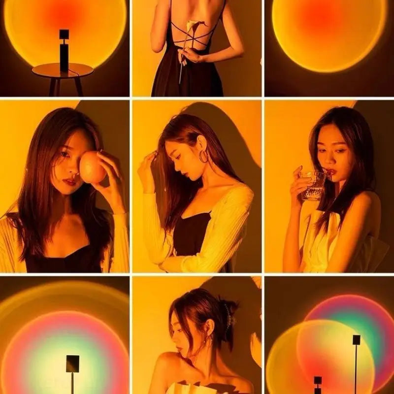 Lampe coucher de soleil USB – portraits sous la lumière dorée du halo