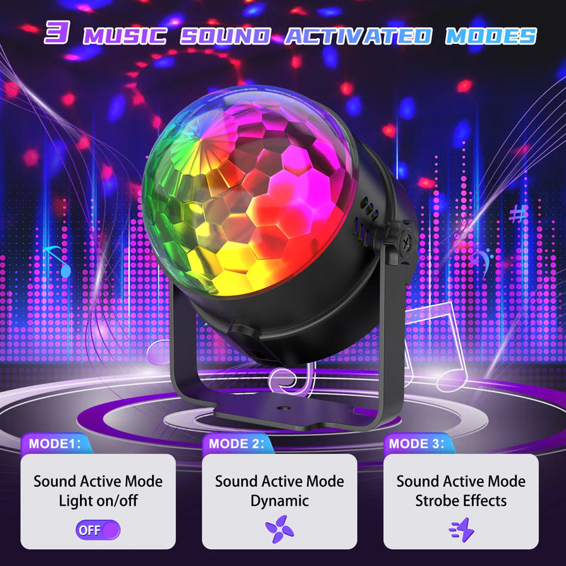 Boule disco LED rotative – les trois modes sonores