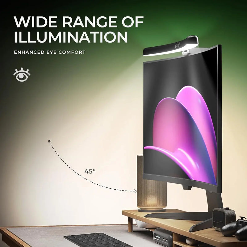 Barre lumineuse écran incurvée – lumière asymétrique inclinée à 45° sur un écran courbe