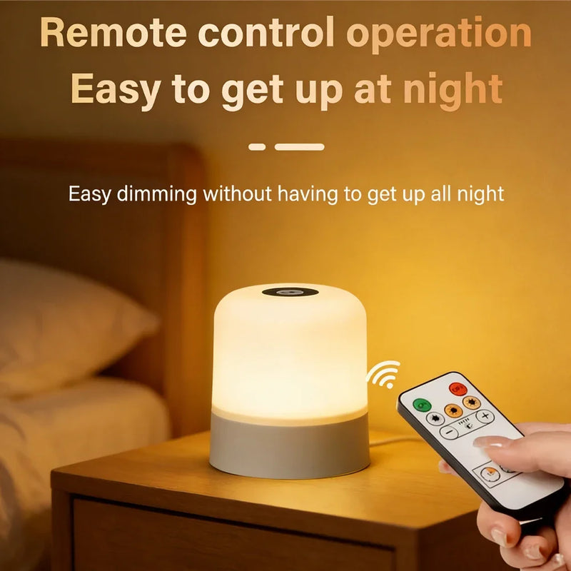 Veilleuse LED rechargeable tactile, télécommande, 3 teintes de lumière