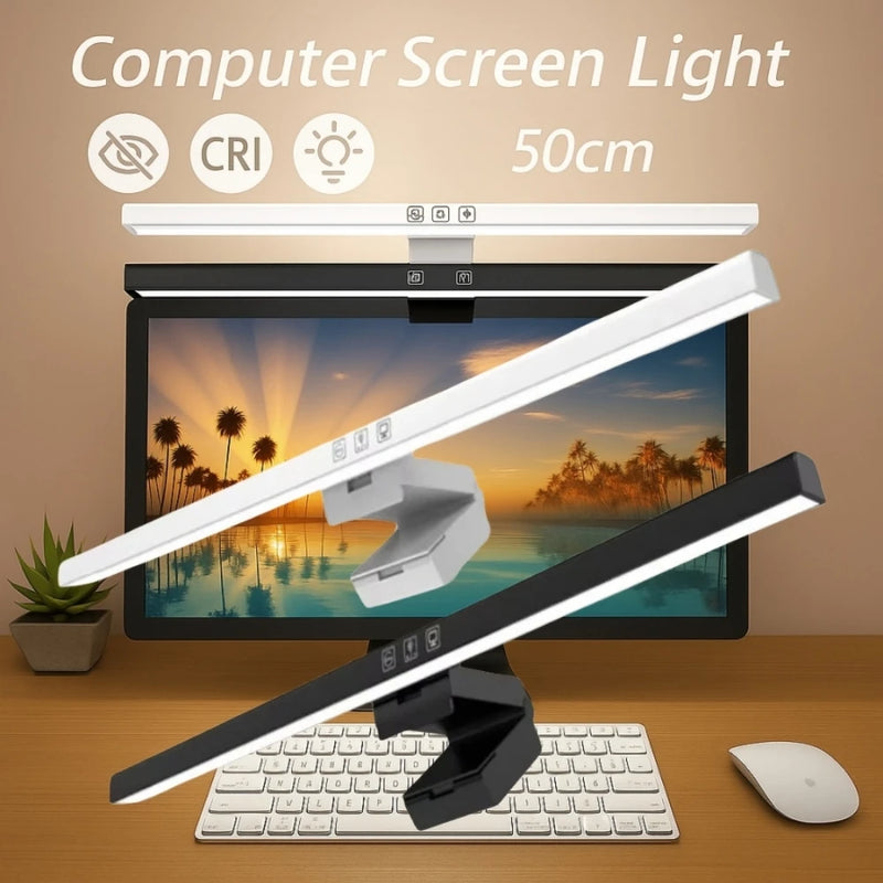 Barre lumineuse écran PC 50 cm noire ou blanche, 3 teintes, USB-C