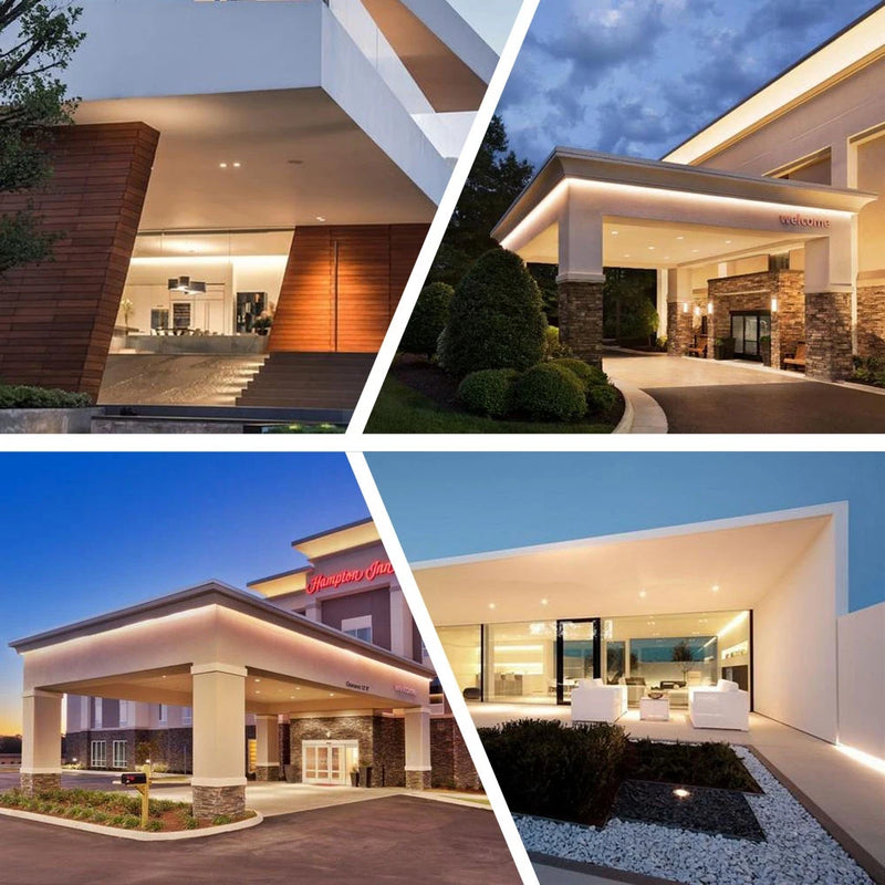 Ruban LED FCOB blanc – exemples d'éclairage de façades et d'entrées