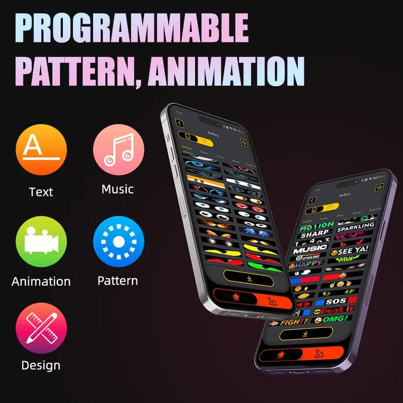 Panneau LED défilant flexible – fonctions de l'application : texte, musique, animation, motifs, dessin