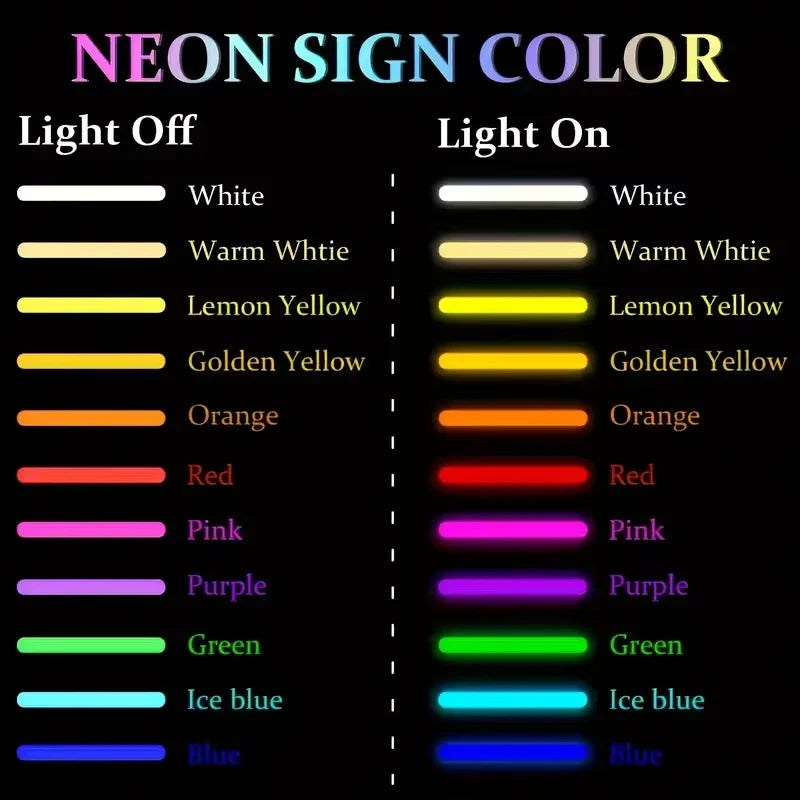Néon LED Vice City – nuancier des couleurs de lumière