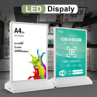 Caisson lumineux LED de table A4 double face, batterie rechargeable