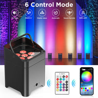 Uplight sans fil noir – six modes de commande : par light, DMX512, maître-esclave, automatique, sonore, WiFi et application