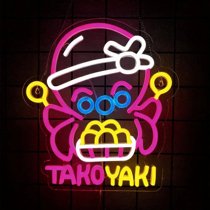 Néon takoyaki – pieuvre rose allumée