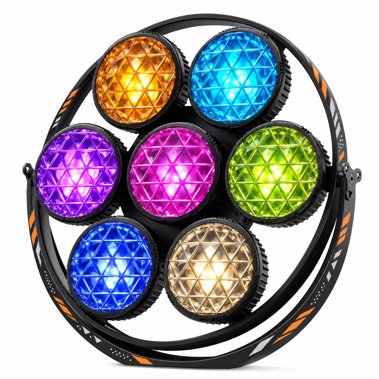 Projecteur vintage 7 LED COB dorées et RGB, 350 W, à l'unité ou par lot