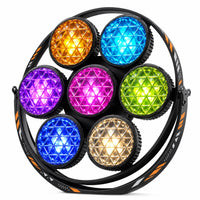 Projecteur vintage 7 LED COB dorées et RGB, 350 W, à l'unité ou par lot
