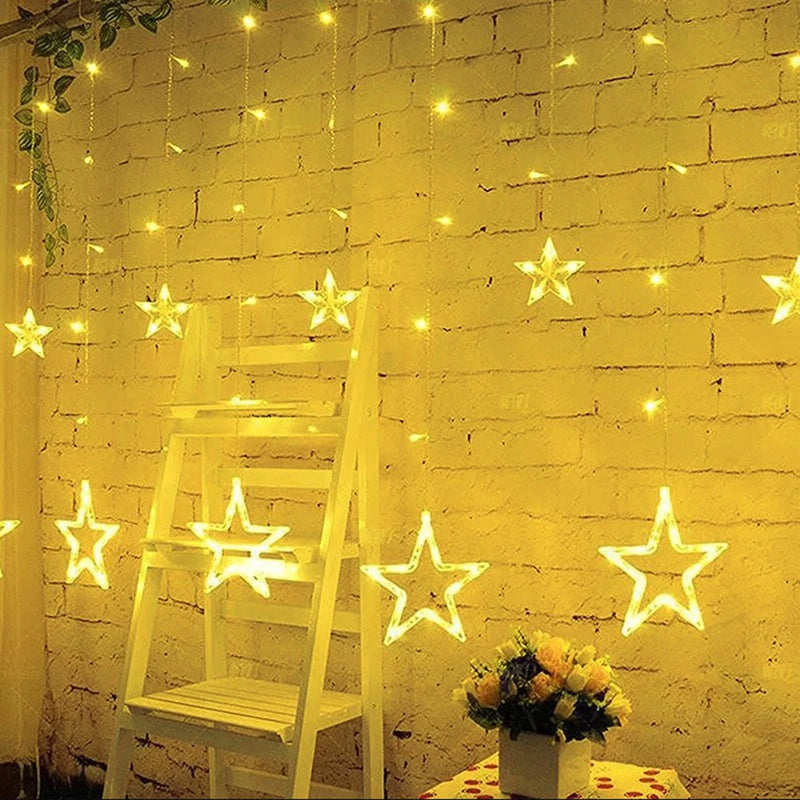 Rideau lumineux étoiles pour fenêtre de Noël, 3,5 m, 138 LED