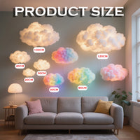 Nuage lumineux DIY – tailles de nuage de 20 à 120 cm sur un mur de salon