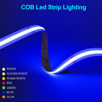Ruban LED FCOB 12 V ou 24 V, bande de 8 ou 10 mm, 7 couleurs, 0,5 à 5 m