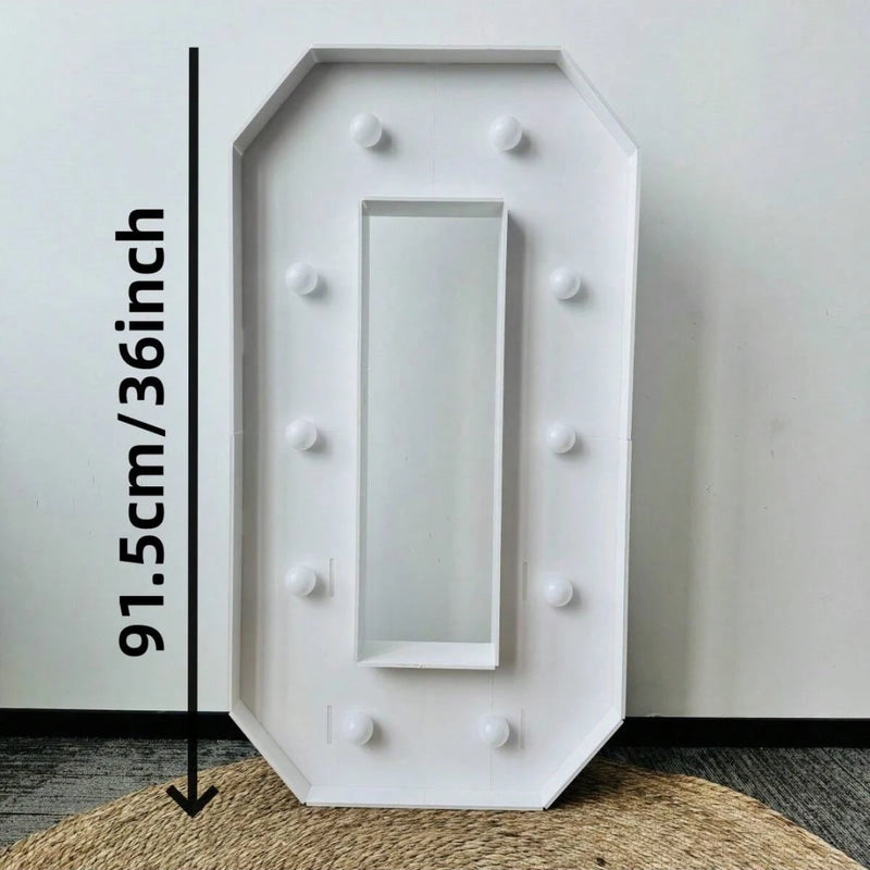Chiffre lumineux géant 91,5 cm en carton mousse – chiffre 0 de 91,5 cm de haut