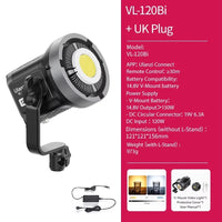 Lumière COB vidéo 120 ou 200 W bicolore ou RGB, application, V-Mount