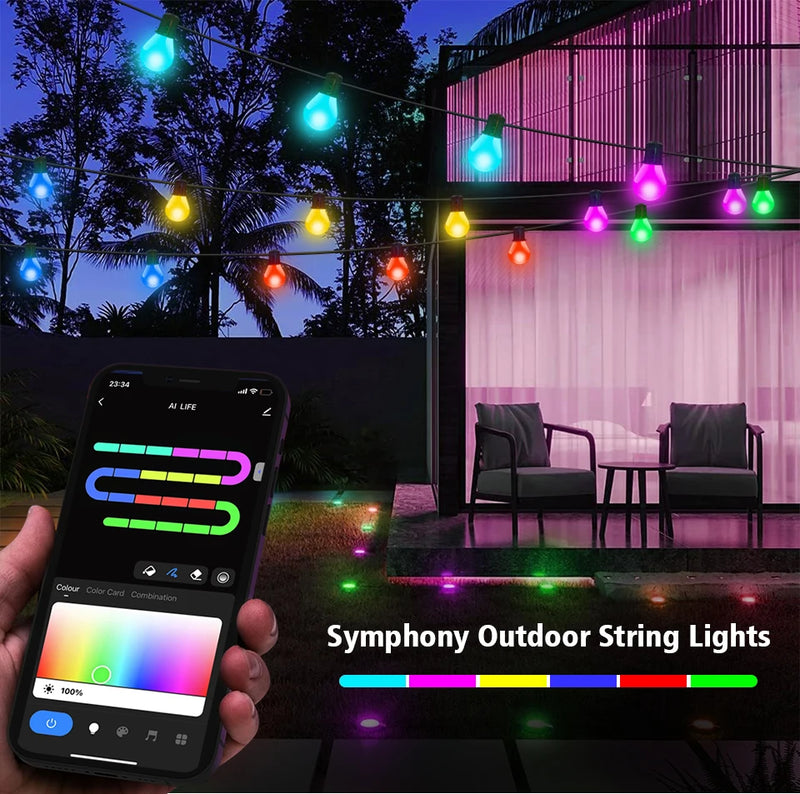 Guirlande guinguette WiFi G40 – réglage des couleurs depuis l'application