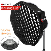 Softbox octogonale parapluie 90 cm avec grille nid d'abeille pour flash de studio