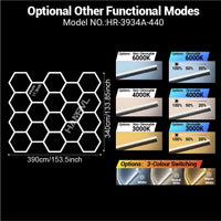 Éclairage LED hexagonal garage modulable, 1 à 25 hexagones, cadres et chevrons