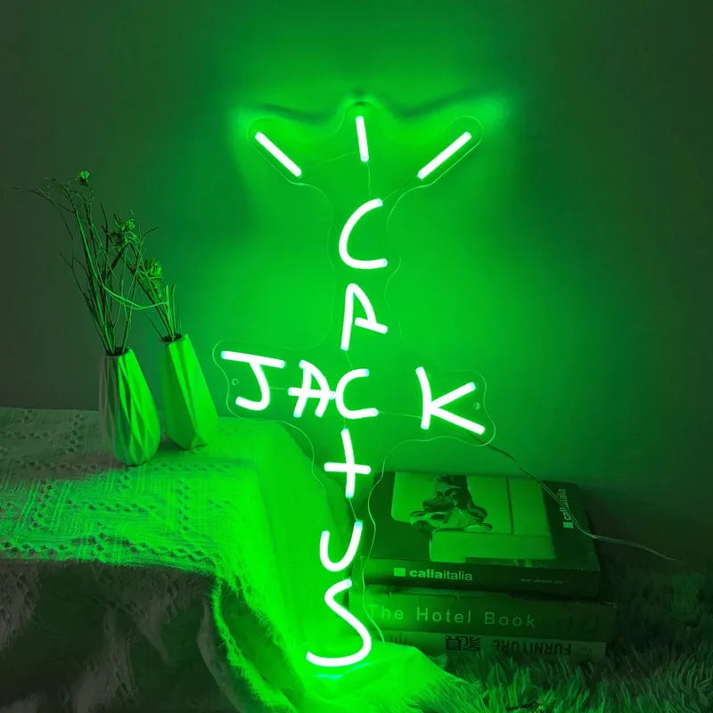 Néon LED Cactus Jack, enseigne murale USB 40 x 20 cm, 10 couleurs