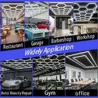 Plafonnier hexagonal LED – applications : restaurant, atelier, salon de coiffure, garage, salle de sport et bureau