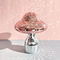 Boule à facettes déco champignon en verre miroir, 18 x 15 cm