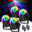 Boule disco LED rotative avec télécommande, lot de 4 pour soirées