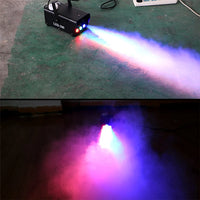 Machine à fumée LED 500 W – brouillard violet et rouge projeté au sol