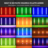 2 colonnes lumineuses vintage à 6 LED COB dorées et RGB, DMX, 140 cm