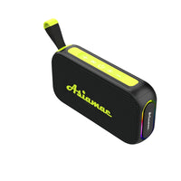 Enceinte Bluetooth lumineuse portable – version noir et jaune fluo avec embout lumineux RGB, vue de face