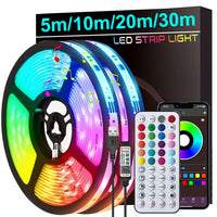 Bande LED RGB USB avec télécommande et application pour TV, 0,5 à 30 m