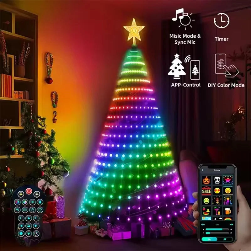 Guirlande lumineuse sapin effet cascade – vue 7