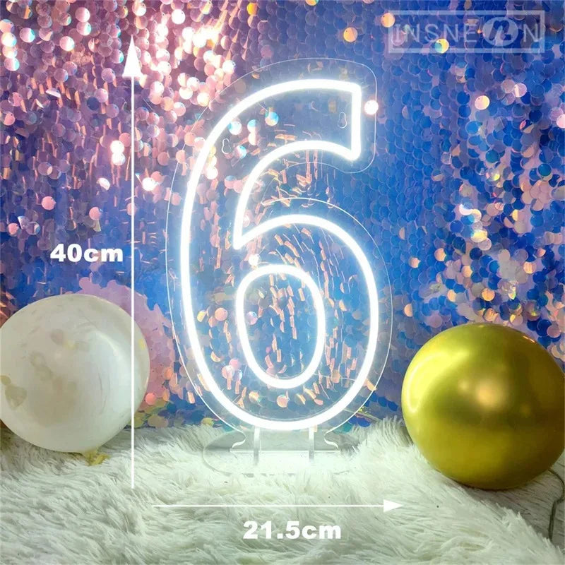 Néon LED chiffre d'anniversaire 40 cm, USB avec interrupteur