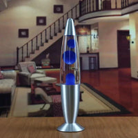 Lampe à lave fusée en verre, base métallique, 4 couleurs de cire