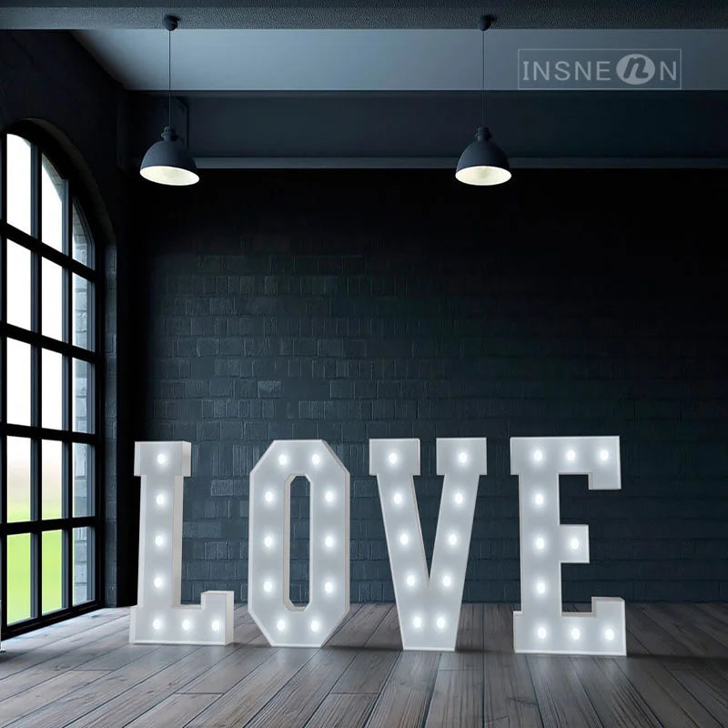 Lettre lumineuse géante à ampoules LED, lettres chapiteau 3D de 70 à 120 cm, blanc ou RGB