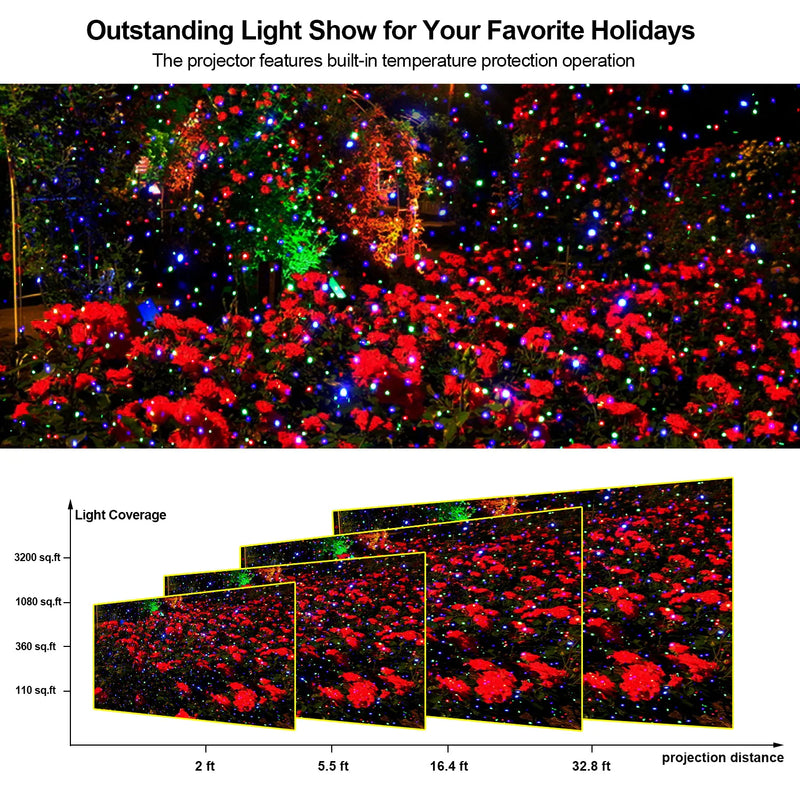 Projecteur laser de Noël extérieur RGB, effet lucioles, IP65