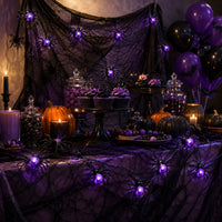 Guirlande lumineuse Halloween araignées violettes, à piles, 5,2 m