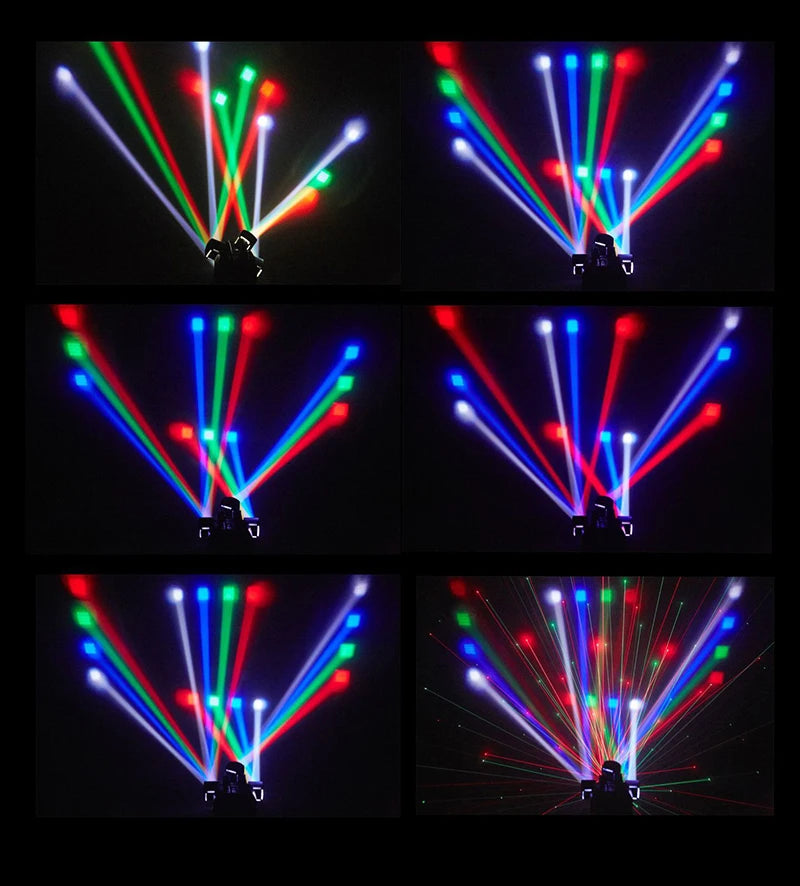 Mini lyre LED 4 bras RGBW, laser rouge et vert, DMX et télécommande