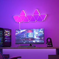 Panneaux LED muraux triangulaires RGB avec application et télécommande, de 1 à 16 panneaux