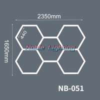 Éclairage LED nid d'abeille – configuration de 5 hexagones de 235 x 165 cm