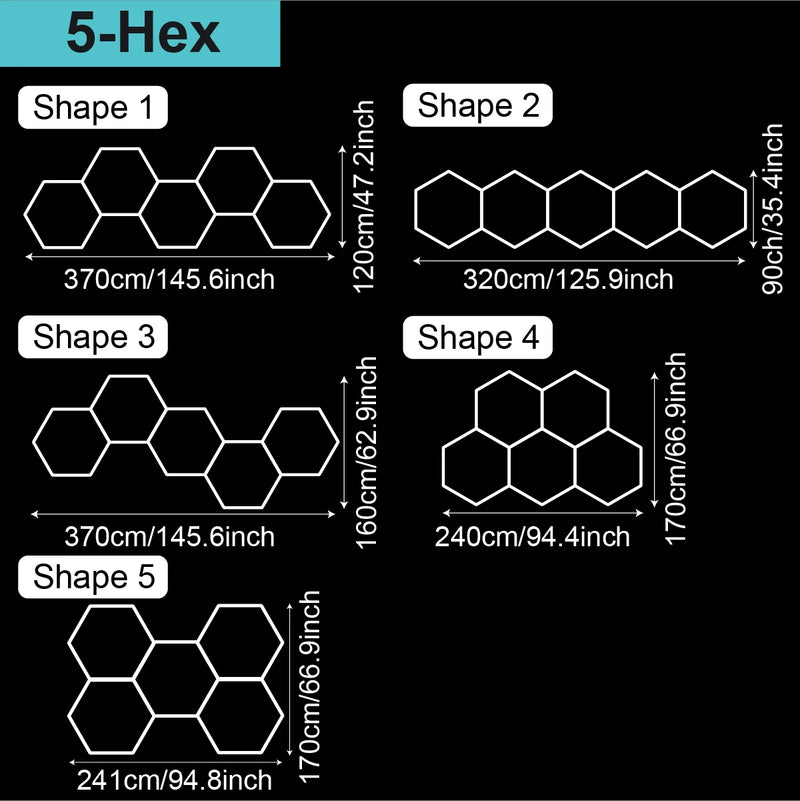 Plafonnier hexagonal LED – modèle de 5 hexagones, formes d'assemblage au choix