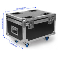 Flight case à roulettes pour 4 projecteurs PAR LED à 18 LED, 4 compartiments, 62,5 cm