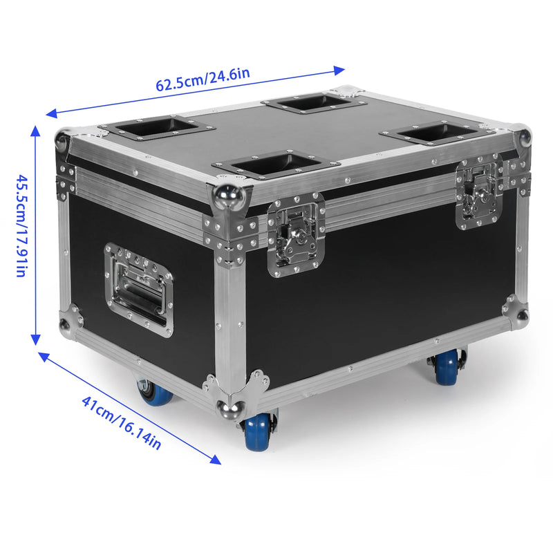 Flight case à roulettes pour 4 projecteurs PAR LED à 18 LED, 4 compartiments, 62,5 cm